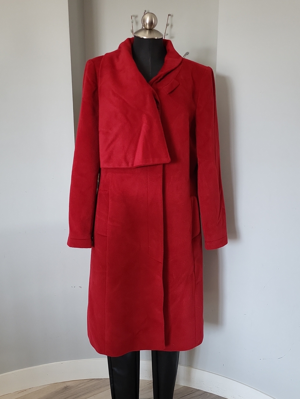 Vintage Angora Wool Coat  Red by  Raffinati  Pristine Sz 14 Luxury Statement